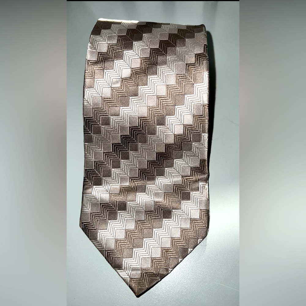 Nubio Tan and Grey Silk Tie